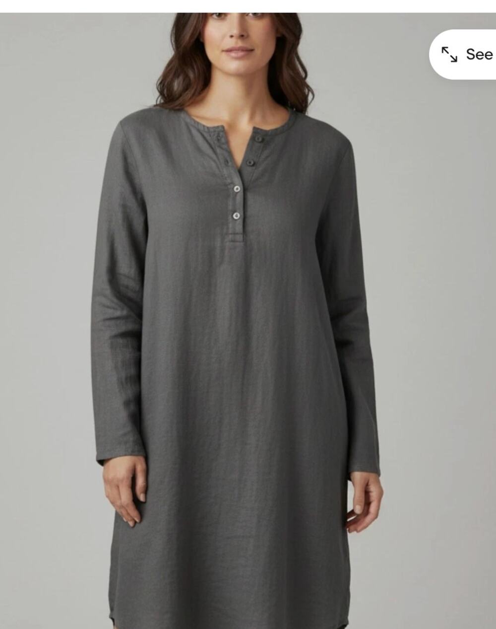 Parachute Dress Linen Minimalist Lagenlook Natural Tunic Grey